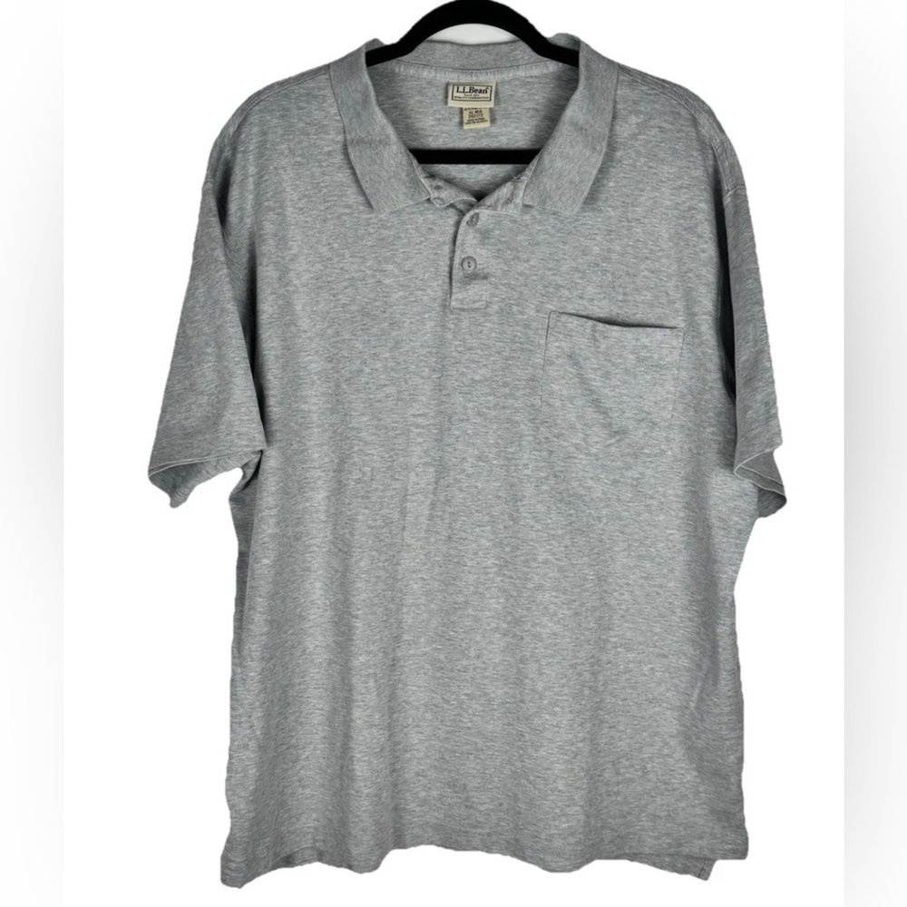 Vintage LL Bean Gray Short Sleeve Polo Shirt Size XL Reg